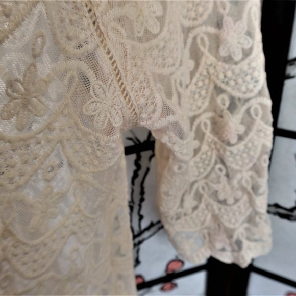 Blue Rain Cream Lacy Cardigan Size Large - Picture 3 of 14